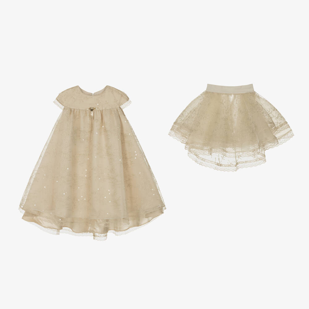Junona-Girls Ivory Embroidered Tulle Dress | Childrensalon Outlet