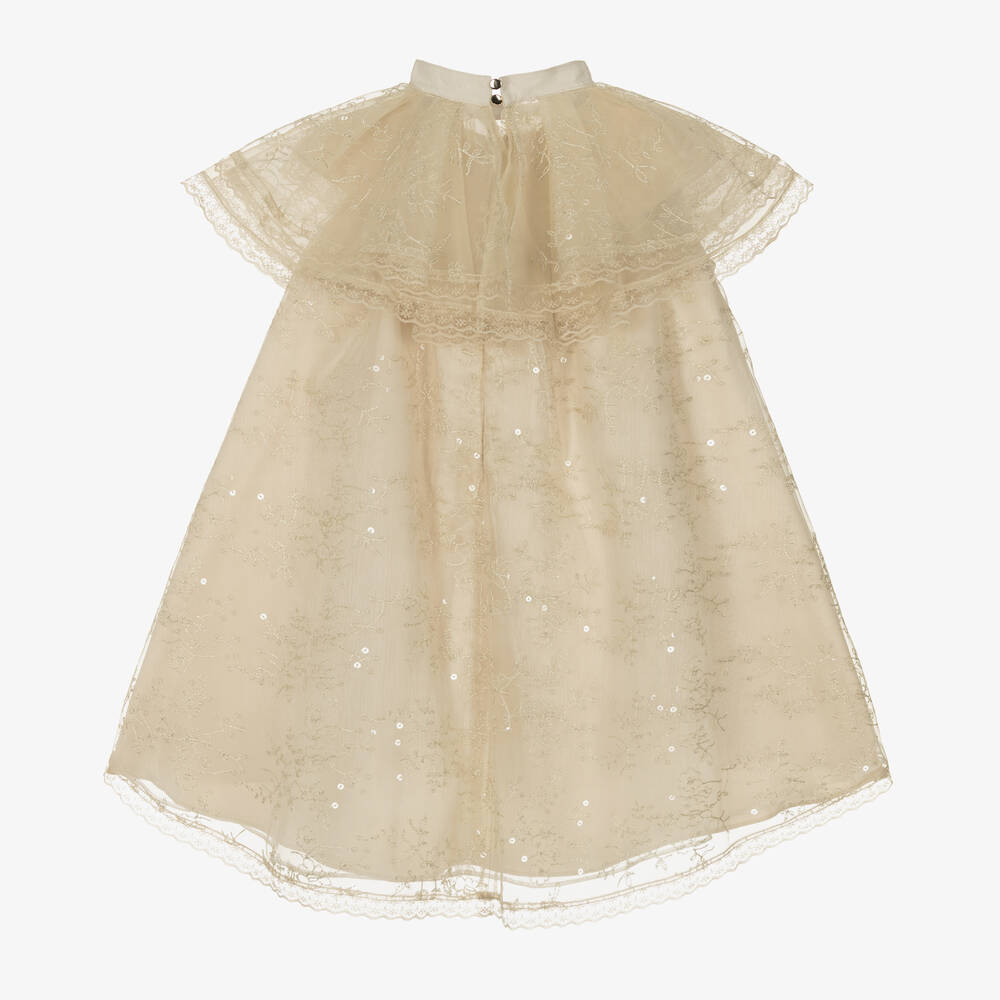 Junona-Girls Ivory Embroidered Tulle Dress | Childrensalon Outlet