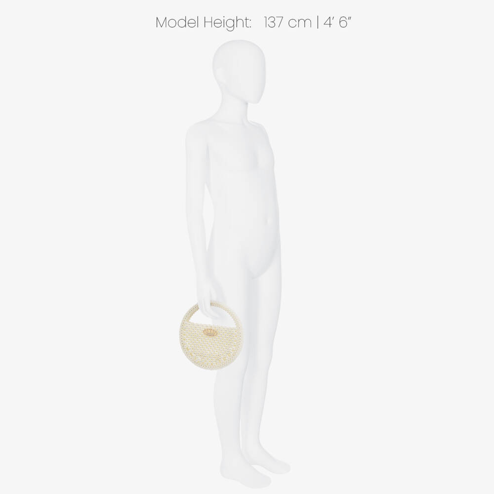 Junona-Girls Ivory Faux Pearl Handbag (21cm) | Childrensalon Outlet