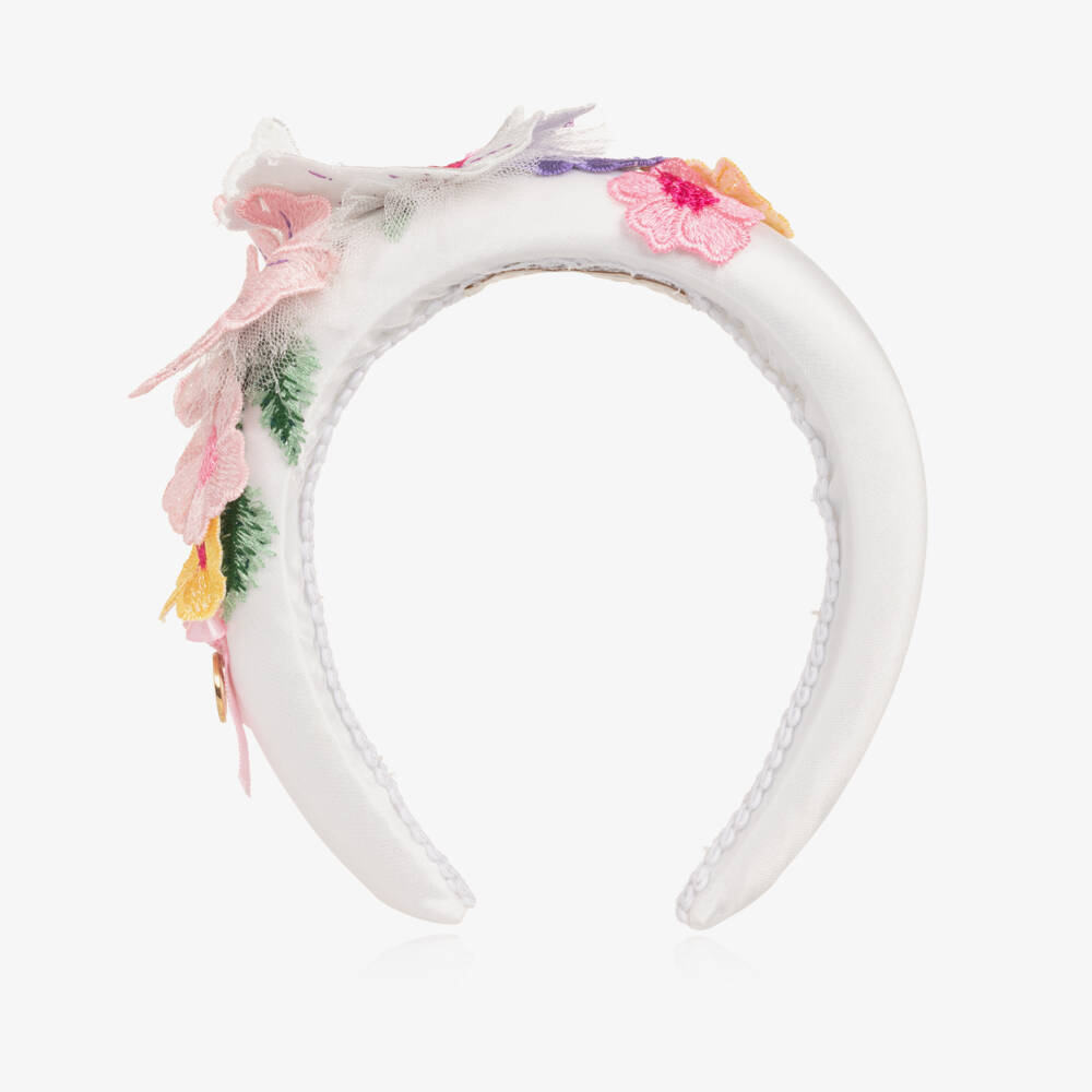 Junona-Girls Ivory Floral Embellished Headband | Childrensalon Outlet