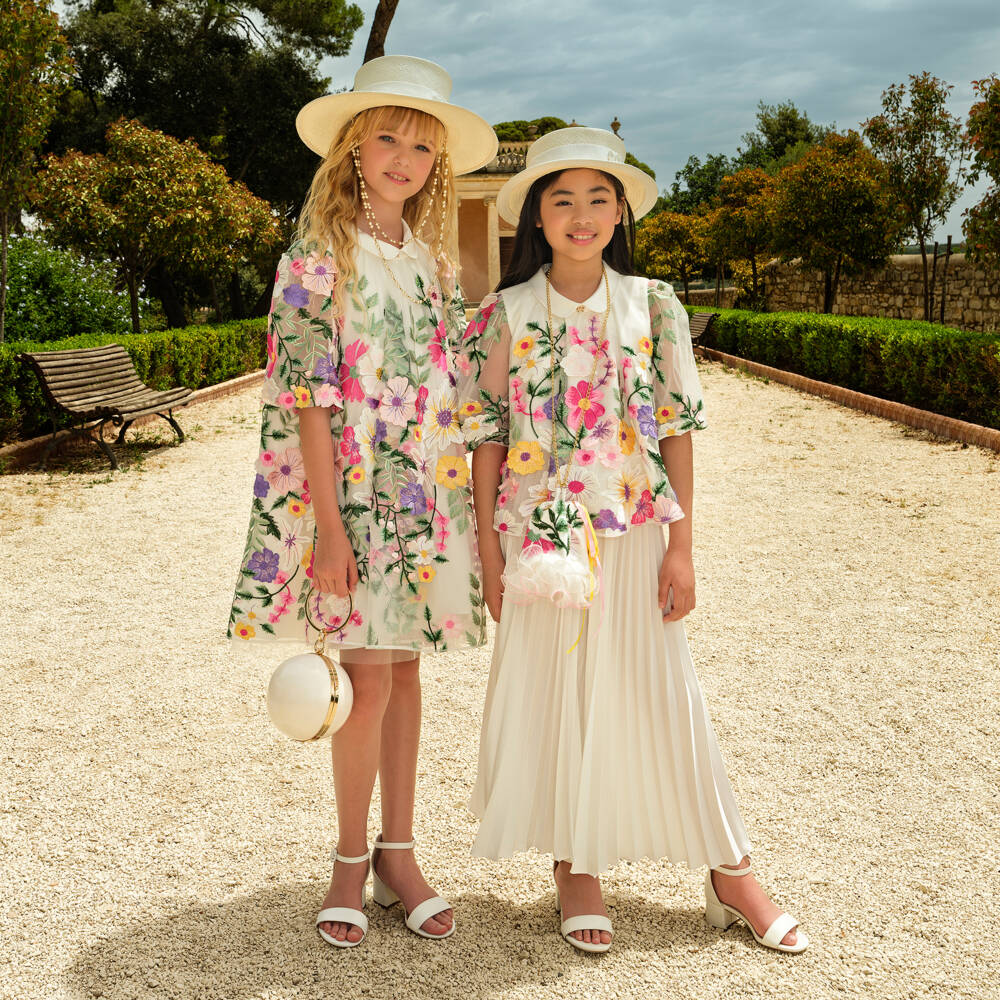 Junona-Girls Ivory Floral Lace Top | Childrensalon Outlet