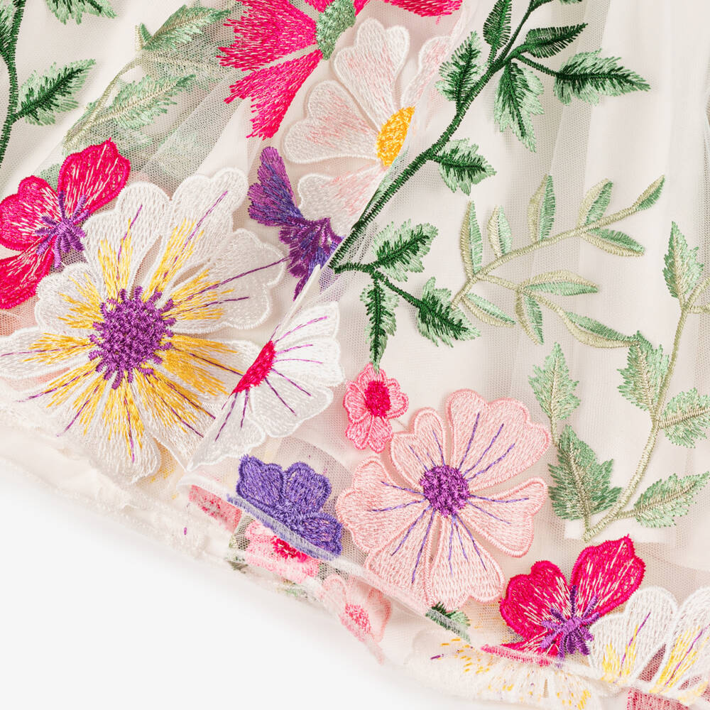 Junona-Girls Ivory Floral Lace Top | Childrensalon Outlet