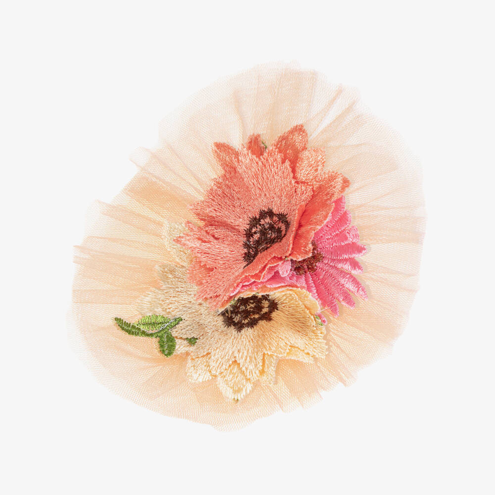 Junona-Girls Ivory Floral Tulle Barrette | Childrensalon Outlet