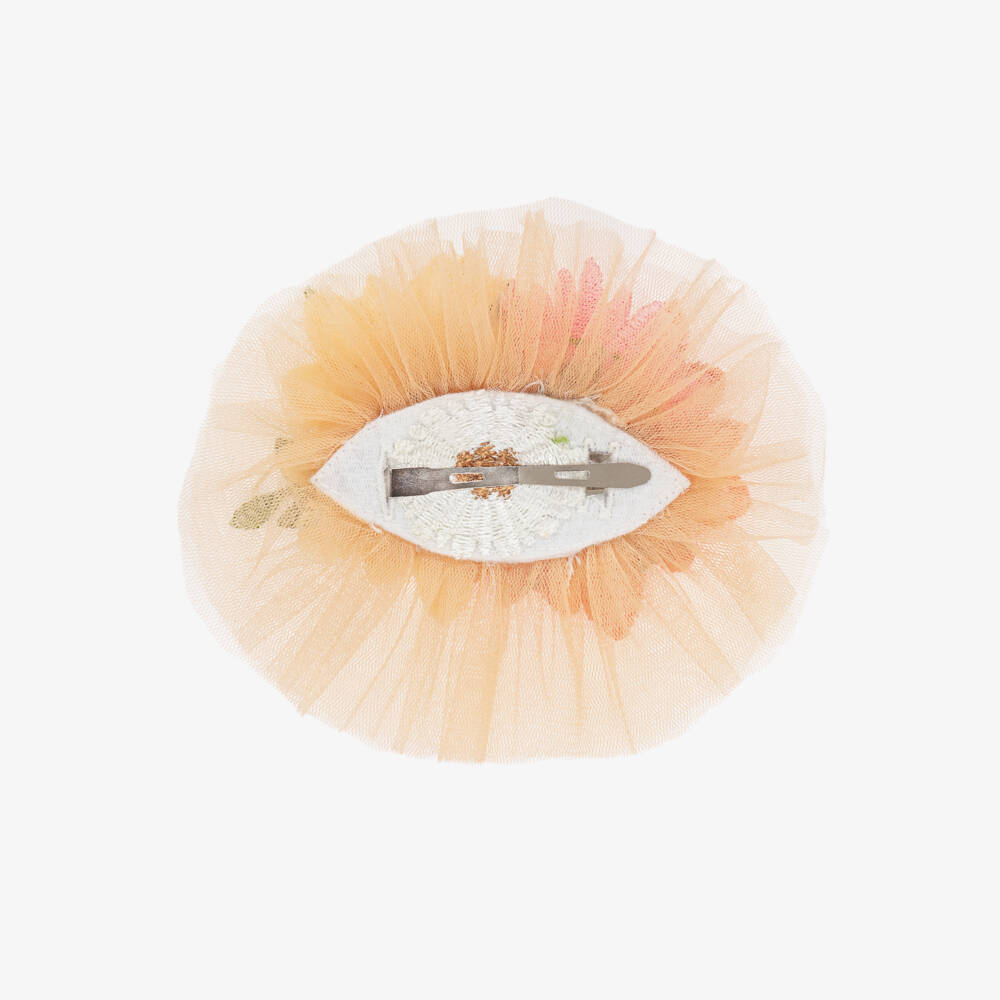 Junona-Girls Ivory Floral Tulle Barrette | Childrensalon Outlet