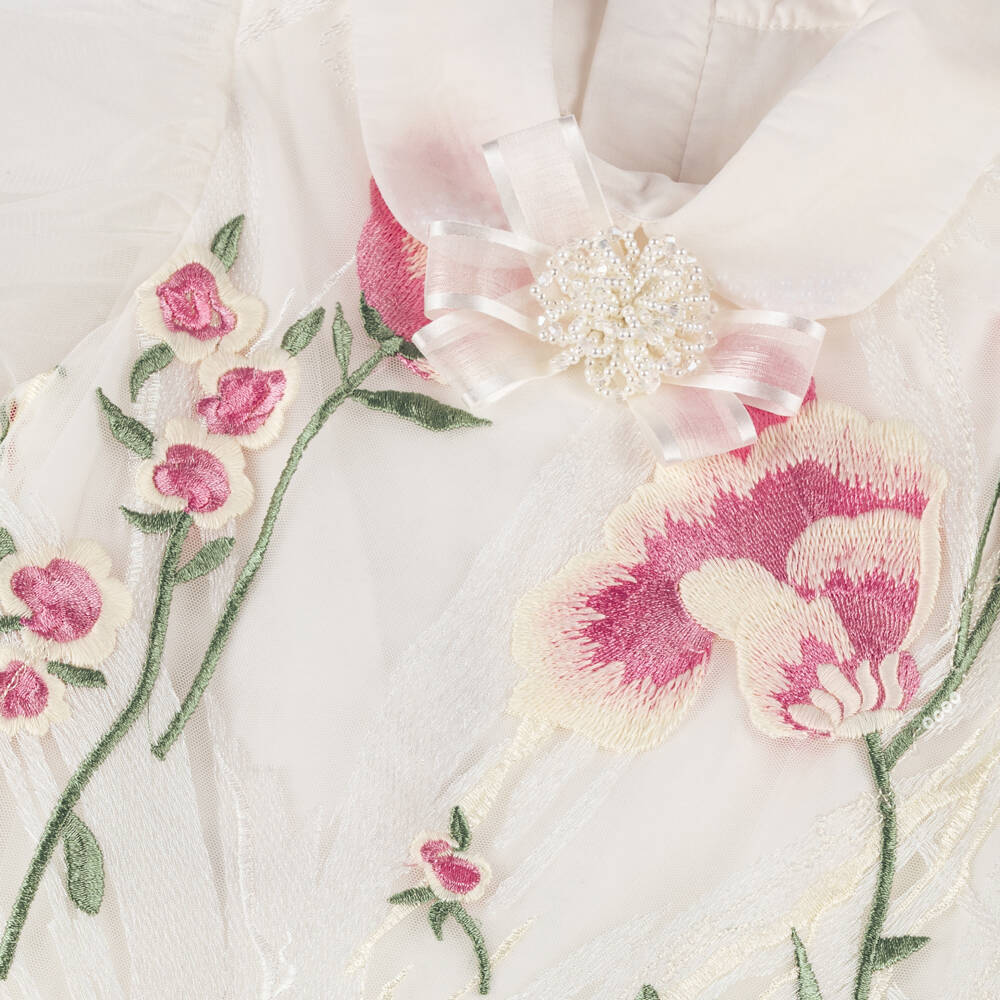 Junona-Girls Ivory Floral Tulle Gown | Childrensalon Outlet