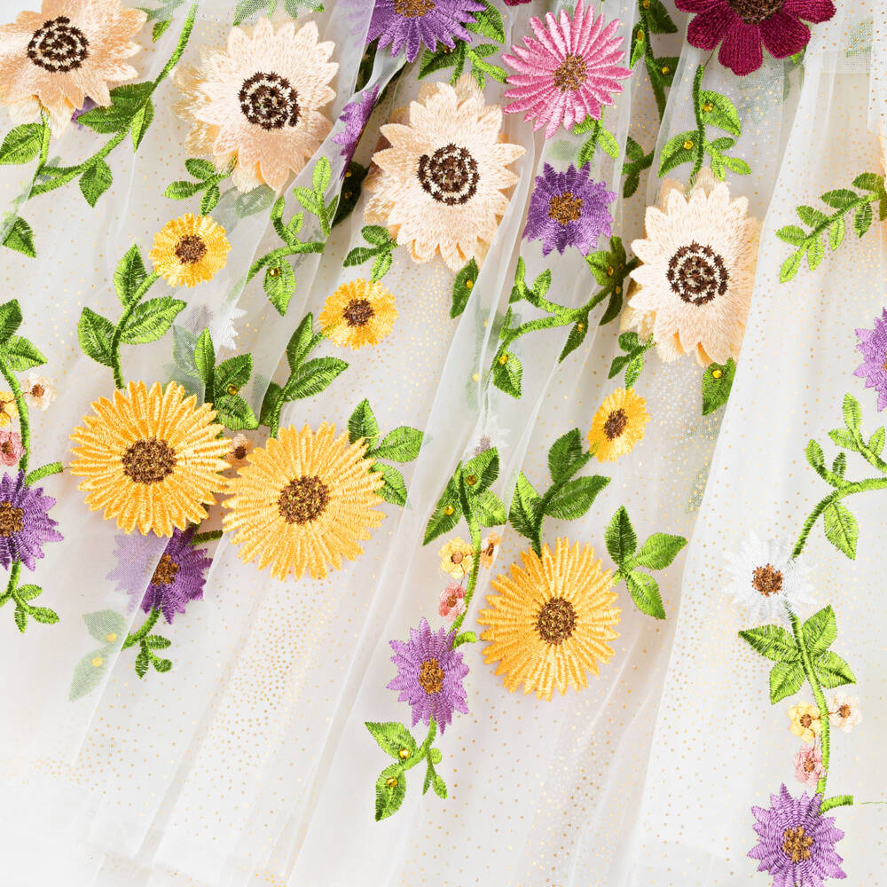 Junona-Girls Ivory Floral Tulle Gown | Childrensalon Outlet