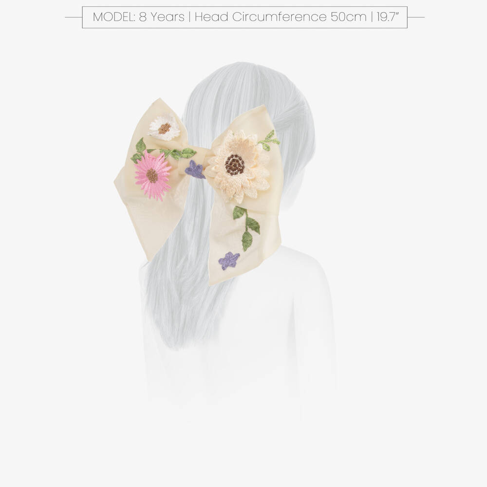 Junona-Girls Ivory Floral Tulle Hair Accessory | Childrensalon Outlet