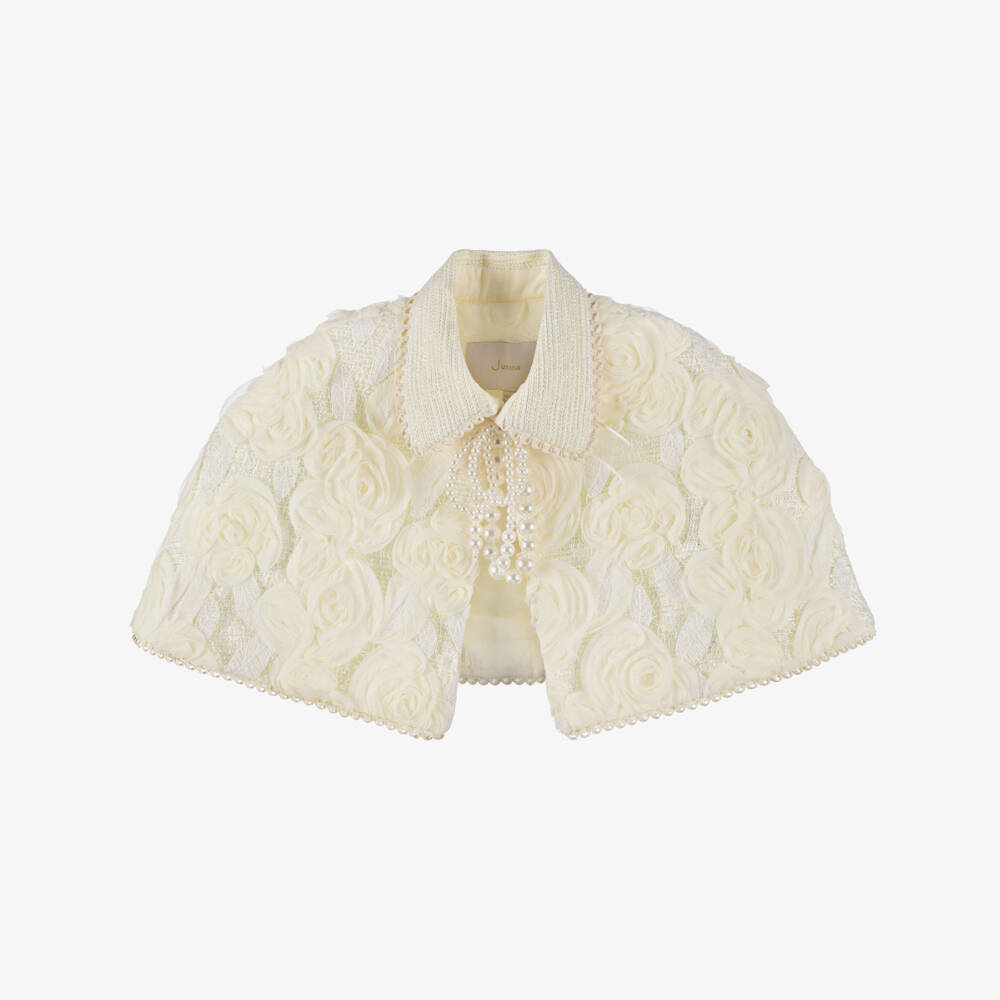 Junona-كاب تويد عاجي مزين بالزهور للبنات | Childrensalon Outlet