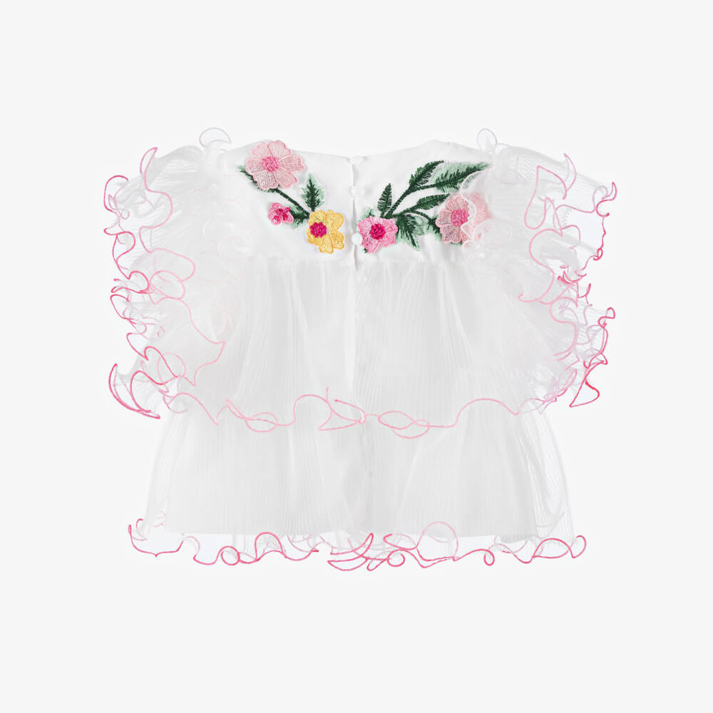 Junona-Girls Ivory Frilled Tulle Top | Childrensalon Outlet