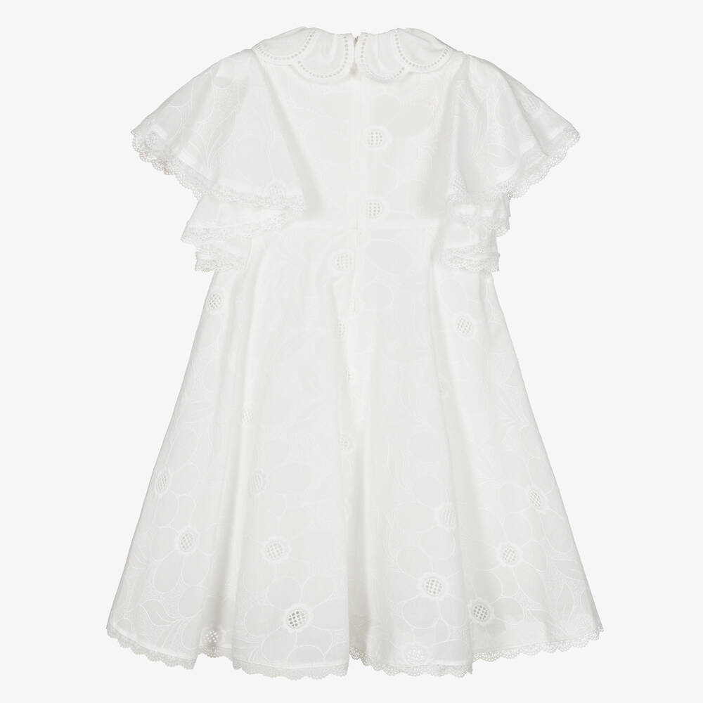 جونونا-فستان قطن مزين بدانتيل لون عاجي | Childrensalon Outlet