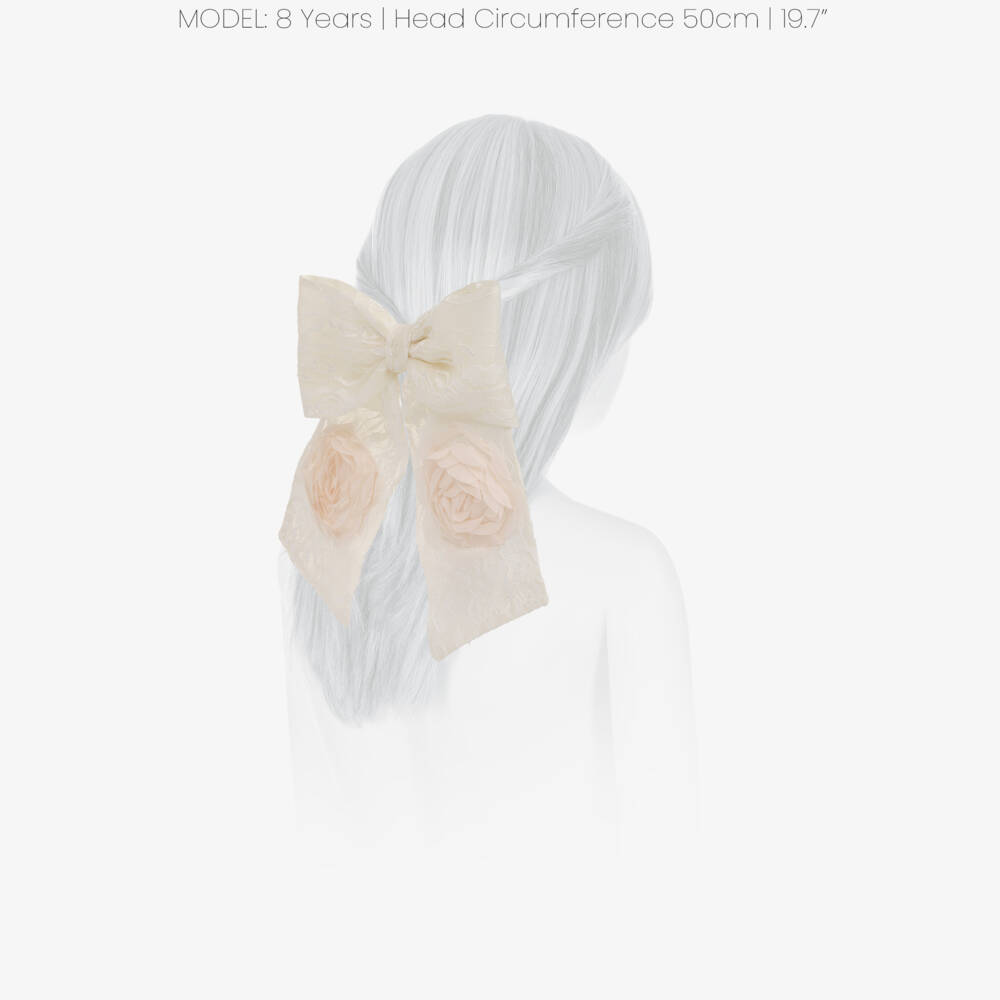 Junona-Girls Ivory Lace Hair Clip with Flowers (16cm) | Childrensalon Outlet