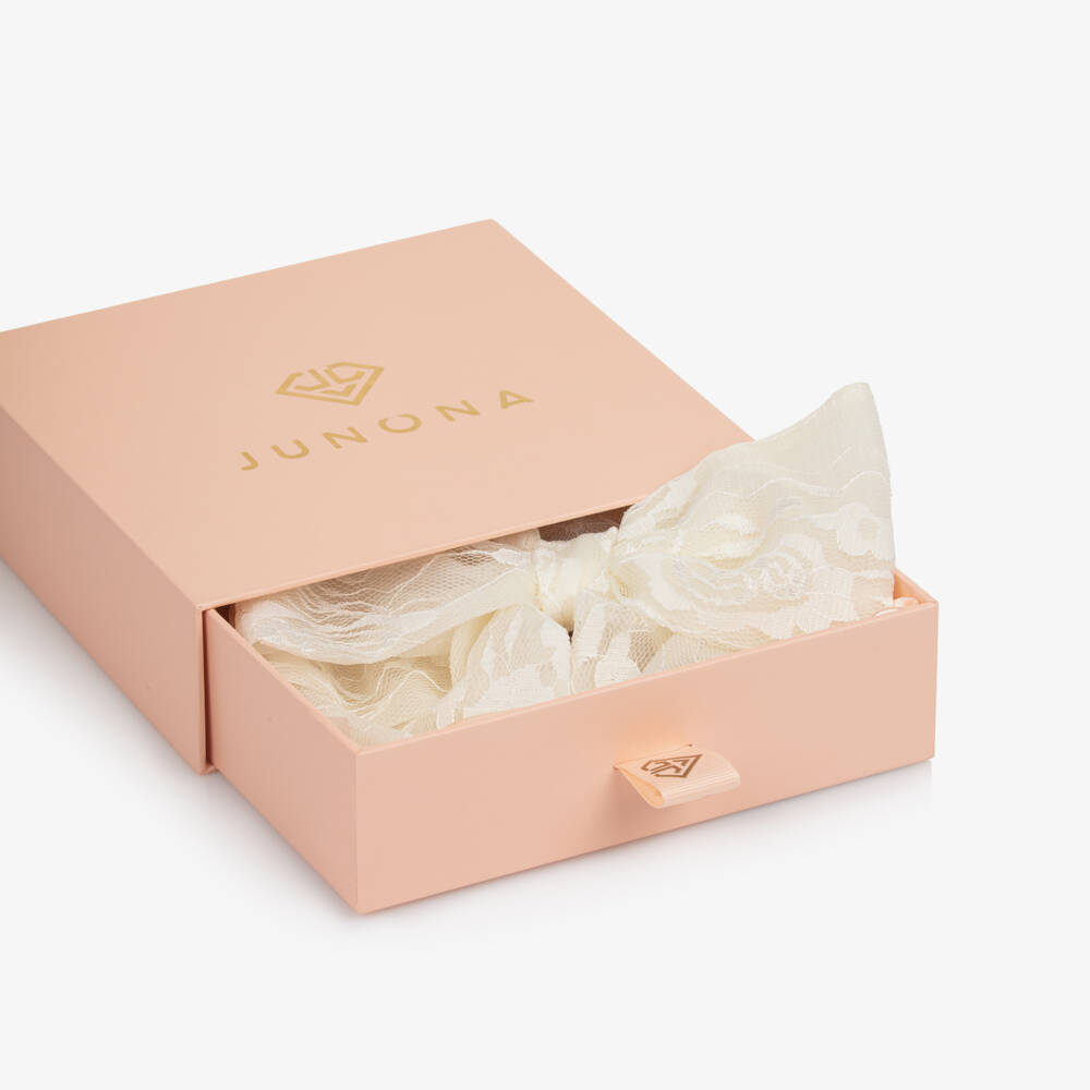 Junona-Girls Ivory Lace Hair Clip with Flowers (16cm) | Childrensalon Outlet