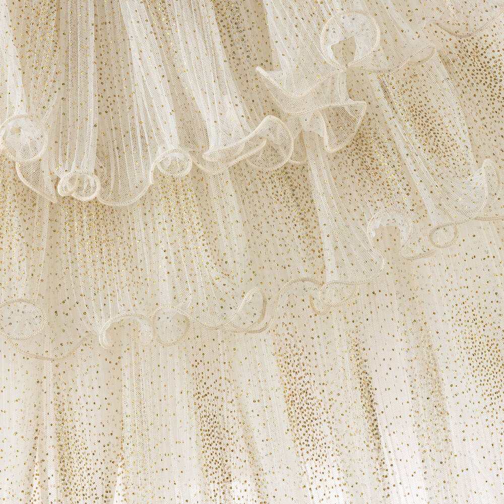 Junona-Girls Ivory Pleated Tulle Dress | Childrensalon Outlet