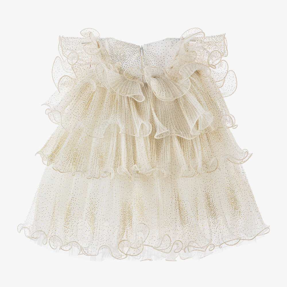 Junona-Girls Ivory Pleated Tulle Dress | Childrensalon Outlet