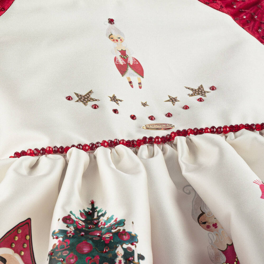 Junona-Girls Ivory Satin Festive Dress | Childrensalon Outlet