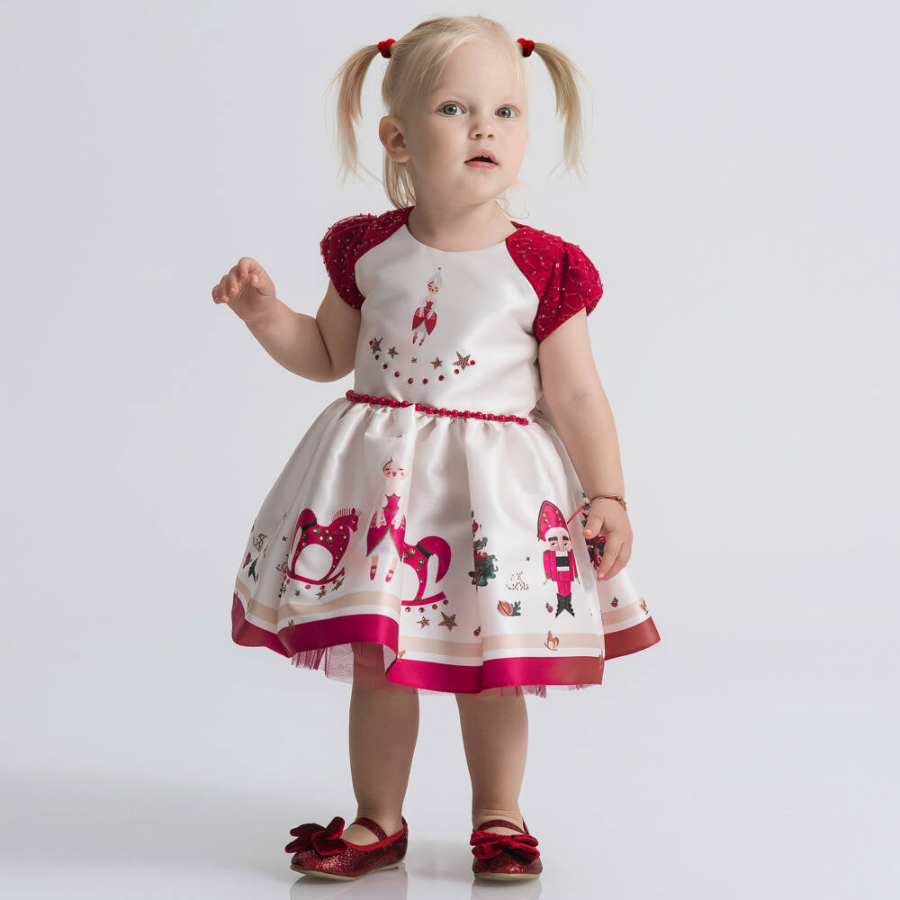 Junona-Girls Ivory Satin Festive Dress | Childrensalon Outlet