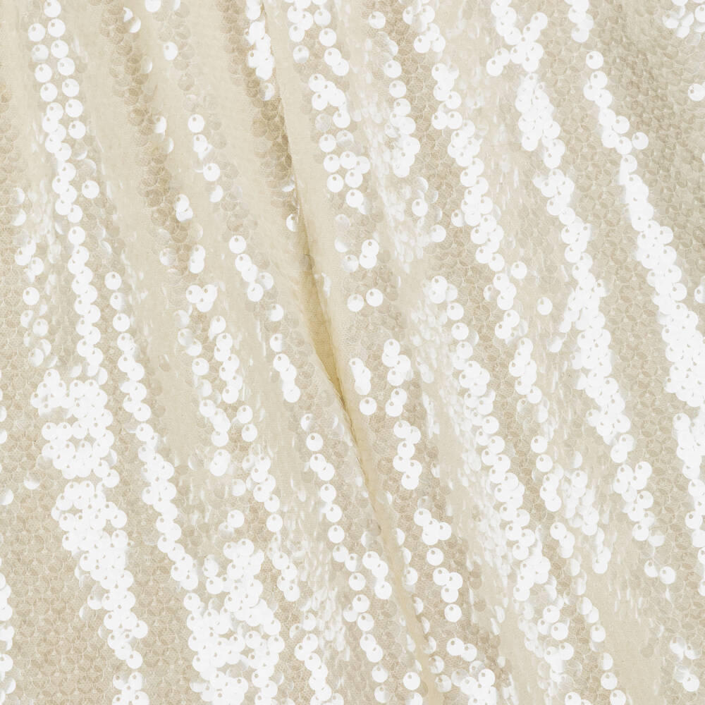 Junona-Girls Ivory Sequin Jumpsuit with Feathers & Cutwork Embroidery | Childrensalon Outlet