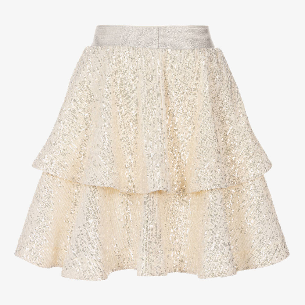Junona-Girls Ivory Sequin Skirt | Childrensalon Outlet