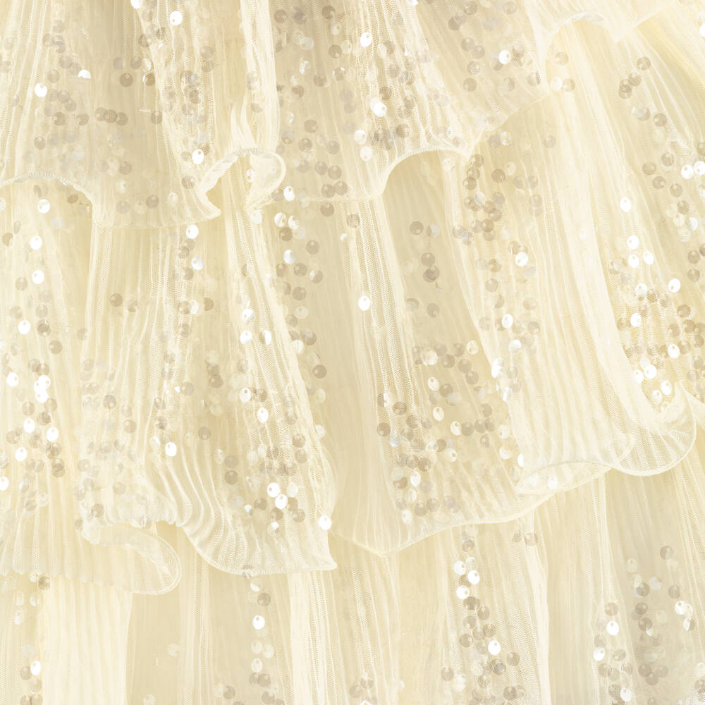Junona-Girls Ivory Sequin Tulle Layered Dress | Childrensalon Outlet