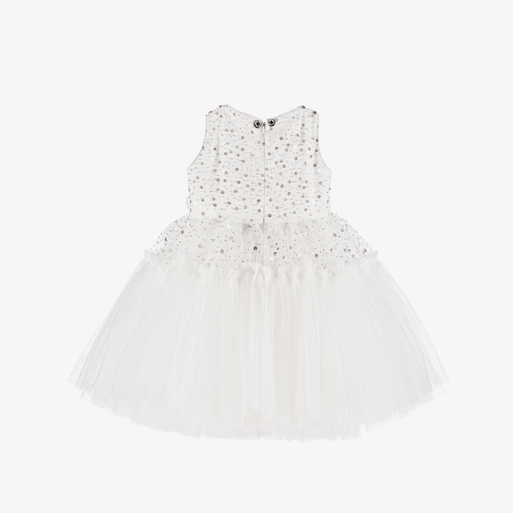Junona-Girls Ivory Sequined Tulle Dress | Childrensalon Outlet