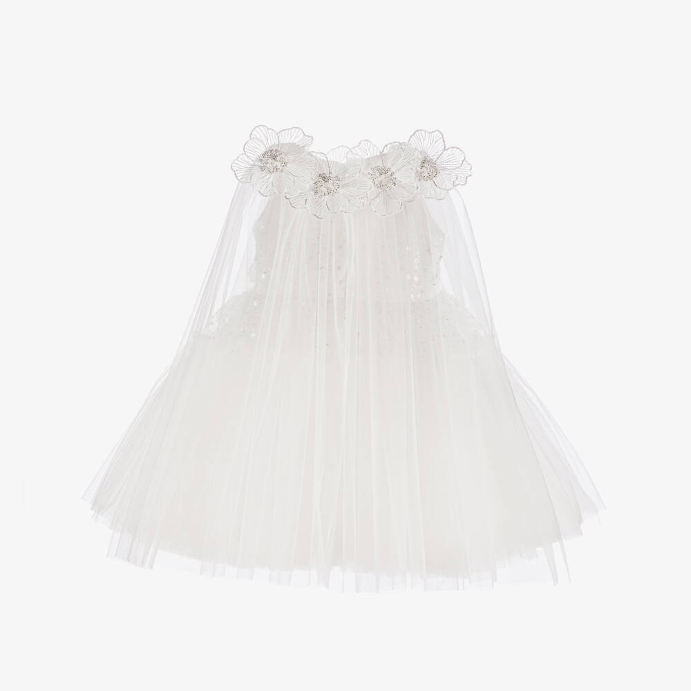 Junona-Girls Ivory Sequined Tulle Dress | Childrensalon Outlet