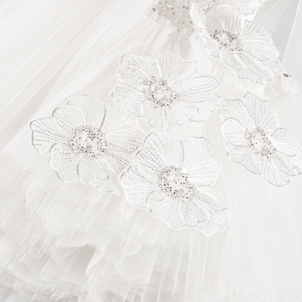 Junona-Girls Ivory Sequined Tulle Dress | Childrensalon Outlet