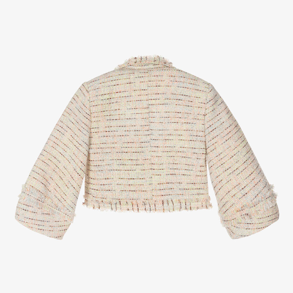 جونونا-جاكيت تويد لون عاجي وفضّي للبنات | Childrensalon Outlet