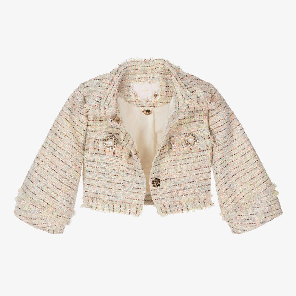 جونونا-جاكيت تويد لون عاجي وفضّي للبنات | Childrensalon Outlet