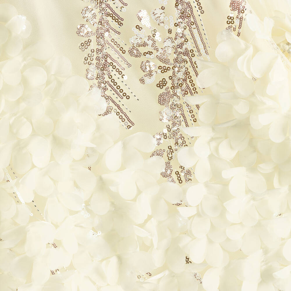 Junona-Girls Ivory Tulle Dress with Sequin & Floral Embellishments | Childrensalon Outlet