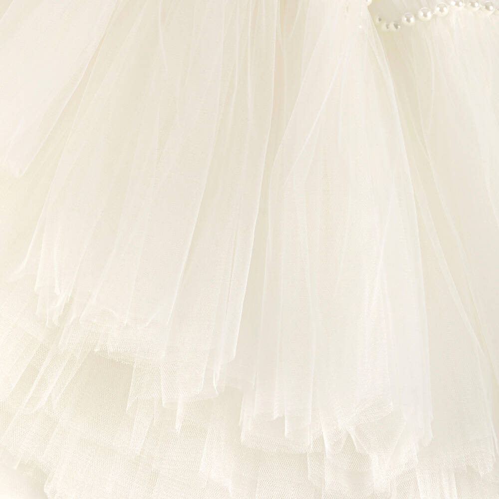 Junona-فستان تول عاجي للبنات مزين بالورود | Childrensalon Outlet