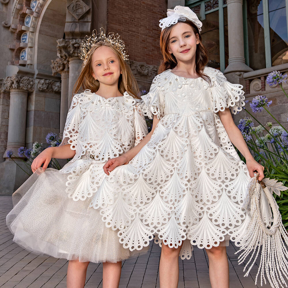 Junona-Кремовая юбка из тюля для девочек | Childrensalon Outlet