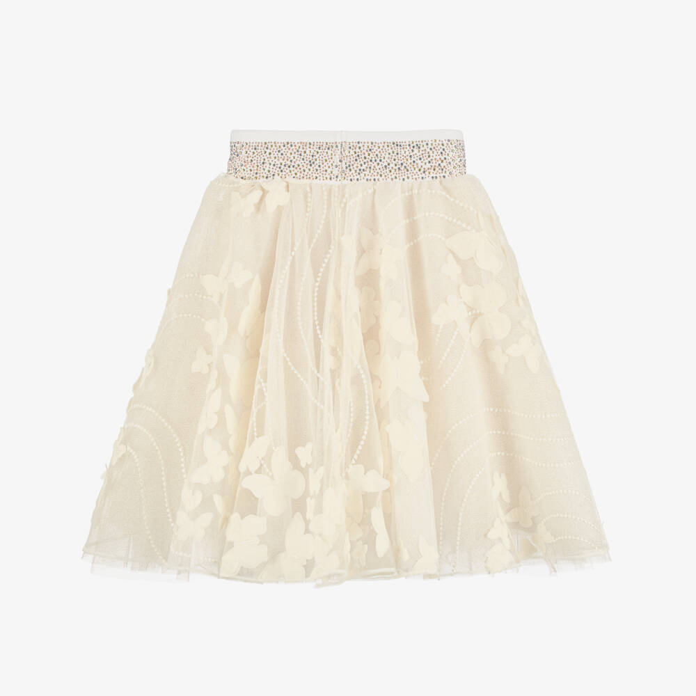 Junona-Girls Ivory Tulle Skirt with Butterfly Appliqués | Childrensalon Outlet