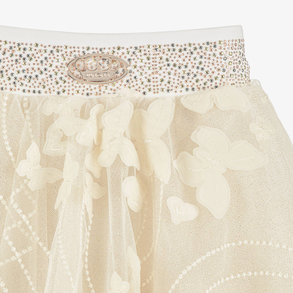 Junona-Girls Ivory Tulle Skirt with Butterfly Appliqués | Childrensalon Outlet