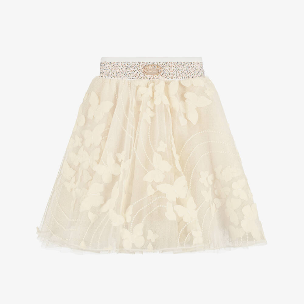 Junona-Girls Ivory Tulle Skirt with Butterfly Appliqués | Childrensalon Outlet