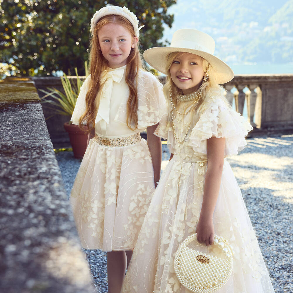 Junona-Girls Ivory Tulle Skirt with Butterfly Appliqués | Childrensalon Outlet