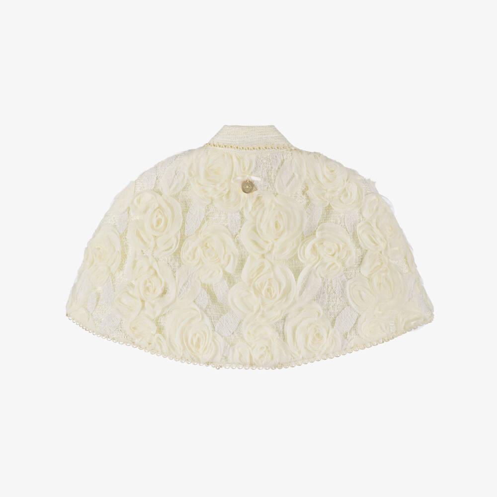 Junona-كاب تويد عاجي مزين بالزهور للبنات | Childrensalon Outlet