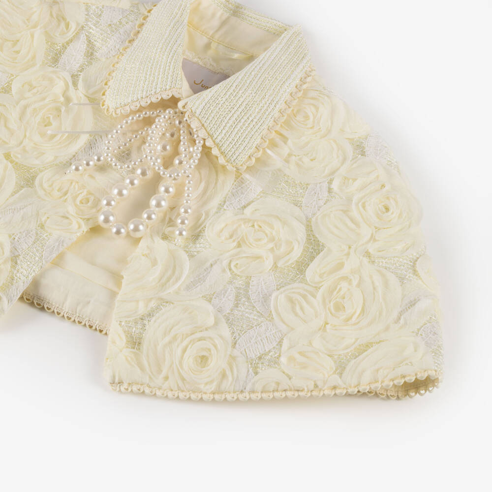 Junona-كاب تويد عاجي مزين بالزهور للبنات | Childrensalon Outlet