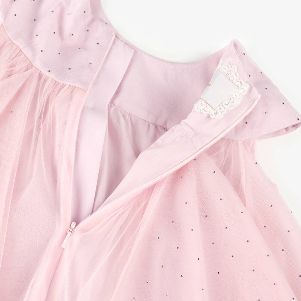 Junona-Girls Lilac Pink Tulle Dress with Beaded Collar | Childrensalon Outlet