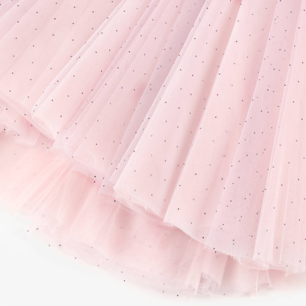 Junona-Girls Lilac Pink Tulle Dress with Beaded Collar | Childrensalon Outlet