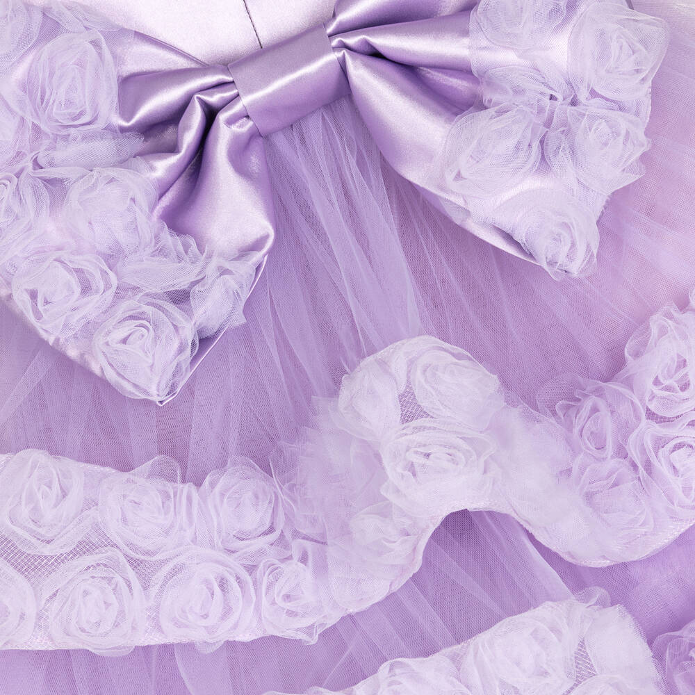 Junona-Girls Lilac Purple Floral Tulle Dress | Childrensalon Outlet