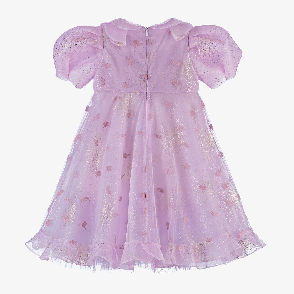 Junona-Girls Lilac Purple Floral Tulle Dress | Childrensalon Outlet