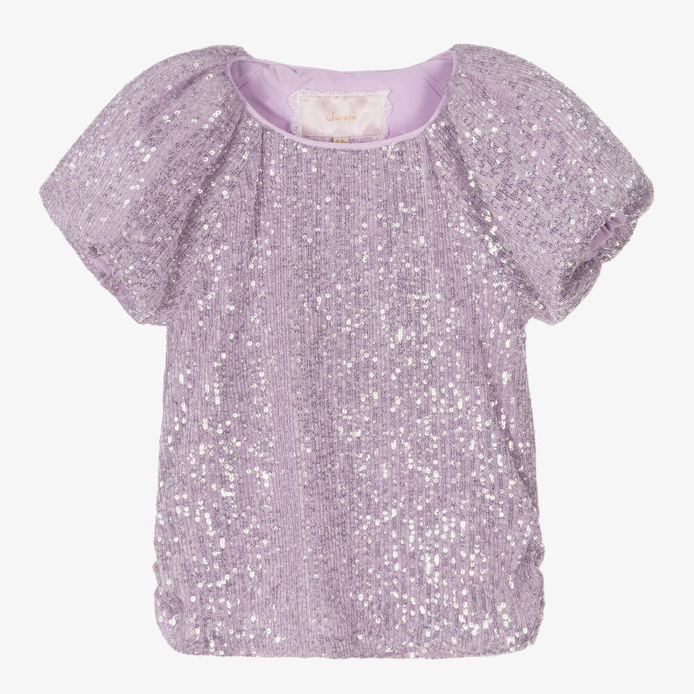 Junona-Girls Lilac Purple Sequin Blouse | Childrensalon Outlet