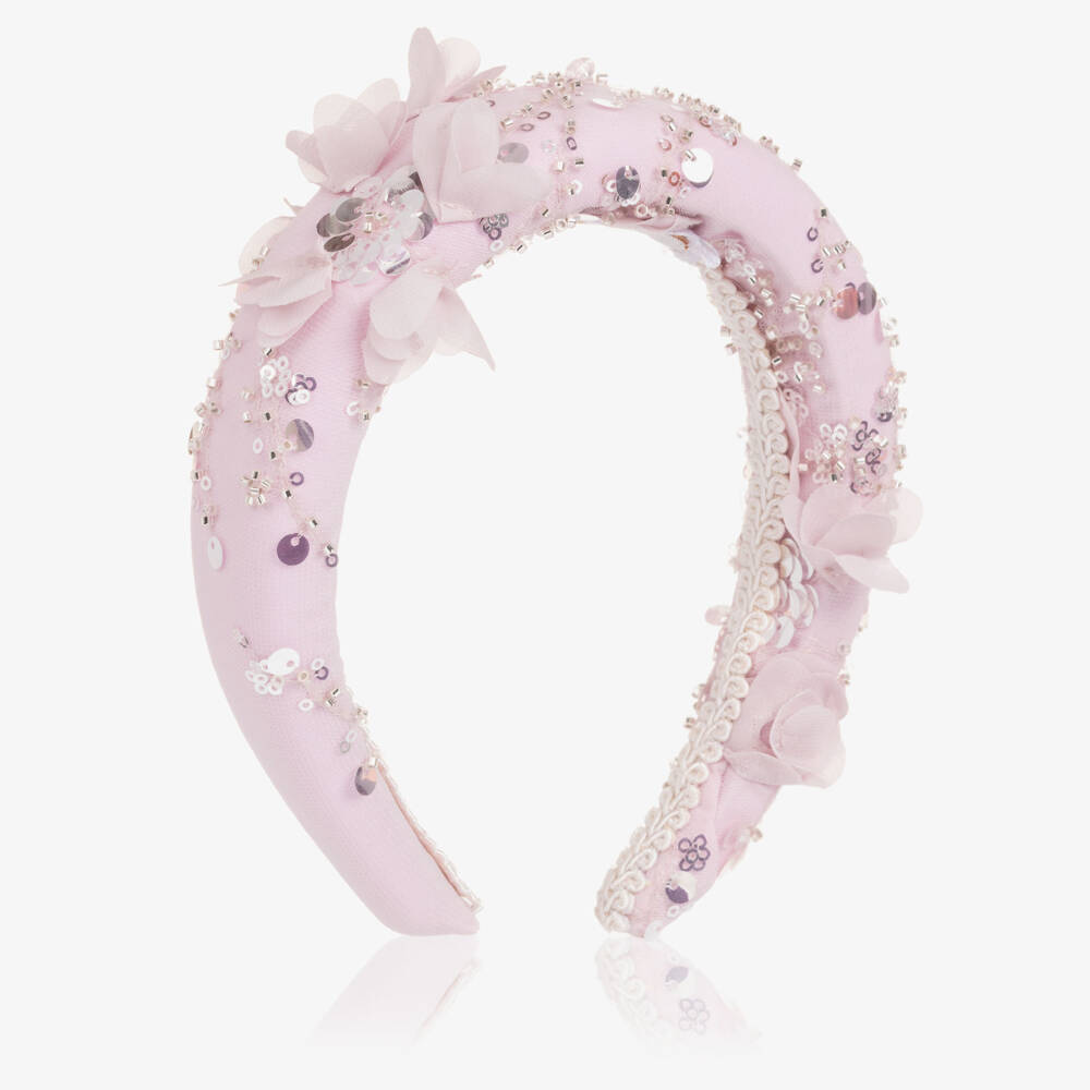 Junona-Girls Lilac Sequin & Floral Embellished Hairband | Childrensalon Outlet