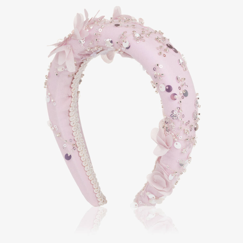 Junona-Girls Lilac Sequin & Floral Embellished Hairband | Childrensalon Outlet