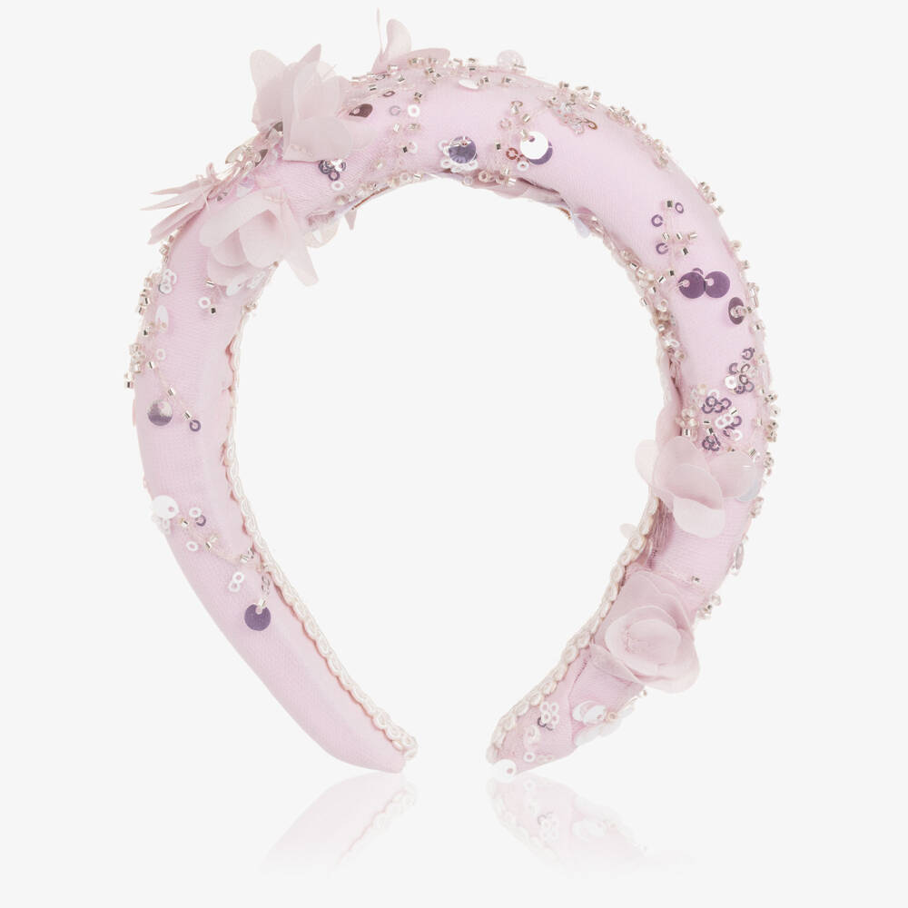 Junona-Girls Lilac Sequin & Floral Embellished Hairband | Childrensalon Outlet