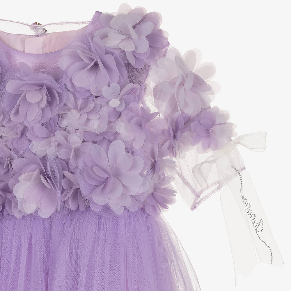 Junona-Сиреневое платье макси из тюля с цветами | Childrensalon Outlet