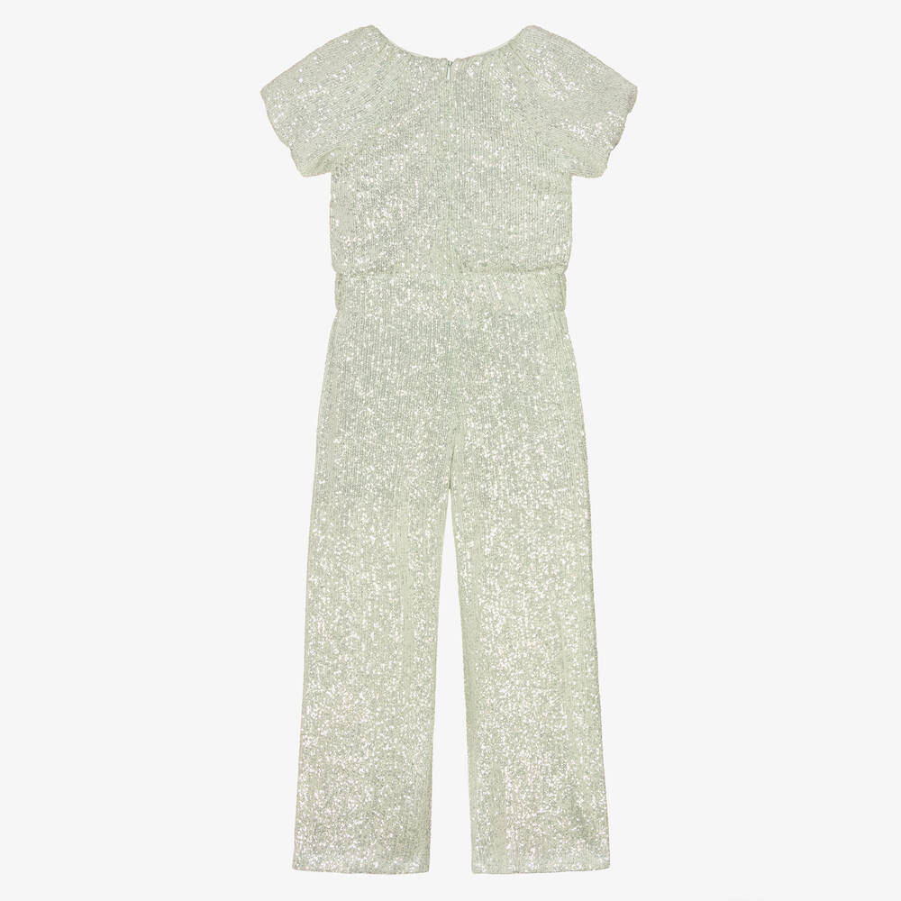 Junona-Girls Mint Green Sequin Jumpsuit | Childrensalon Outlet