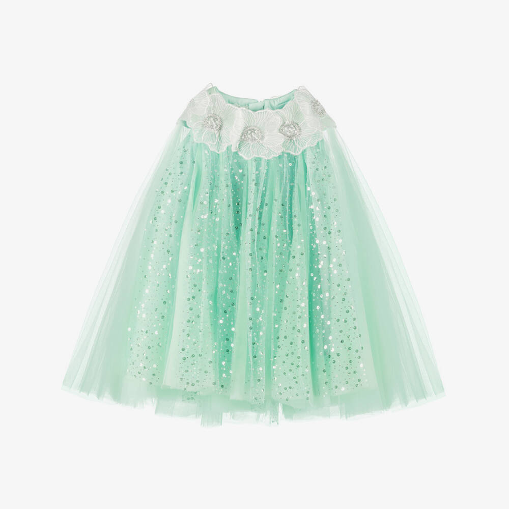 Junona-فستان تول باللون النعناعي للبنات مزين بالترتر | Childrensalon Outlet