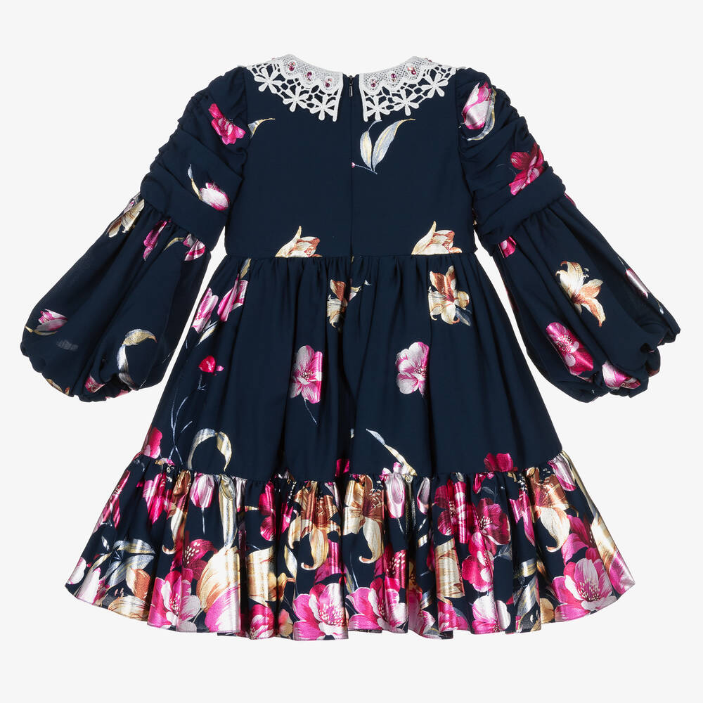 Junona-Синее шифоновое платье с цветами | Childrensalon Outlet