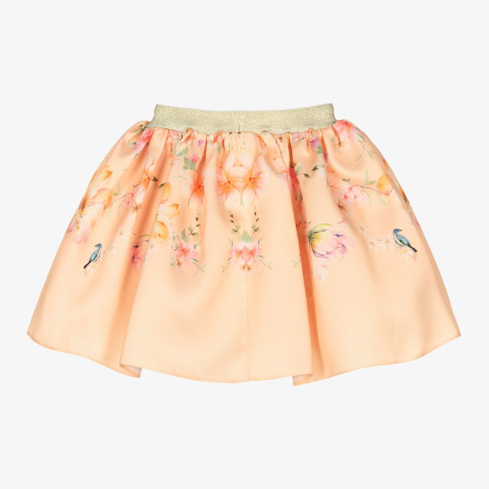 Junona-Girls Orange Floral Skirt | Childrensalon Outlet